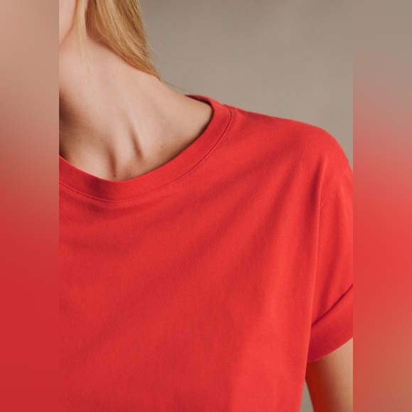 Sezane CONRAD T-SHIRT Bright Red Women's size Large - Picture 2 of 9